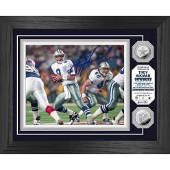Troy Aikman Autographed Silver Coin Photo Mint