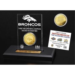 Denver Broncos 3-time Super Bowl Champions Gold Coin Etched Acrylic