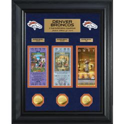 Denver Broncos 3-Time Super Bowl Champions Deluxe Gold Coin & Ticket Collection