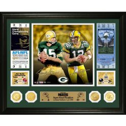 Bart Starr & Aaron Rodgers Packers Super Bowl Traditions Bronze Coin Photo Mint