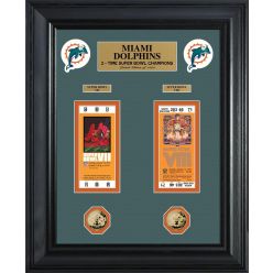 Miami Dolphins Super Bowl Ticket and Game Coin Collection Framed