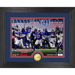 Taron Johnson 101 Yard Pick Six Buffalo Bills Bronze Coin Photo Mint