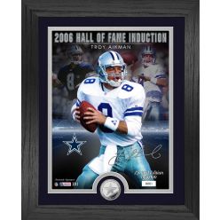 Troy Aikman Cowboys Hall of Fame Induction Silver Coin Signature Photo Mint
