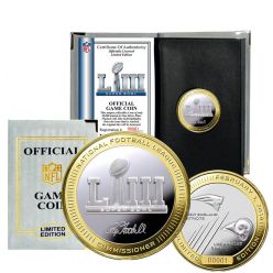 Super Bowl 53 Official 2-Tone Flip Coin New England Patriots Vs. Los Angeles Rams